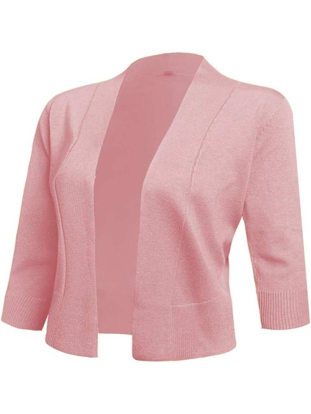 〽️Women's Peach 3/4 Sleeve Crop Cardigan Short Open Front Lightweight Knit Shrug